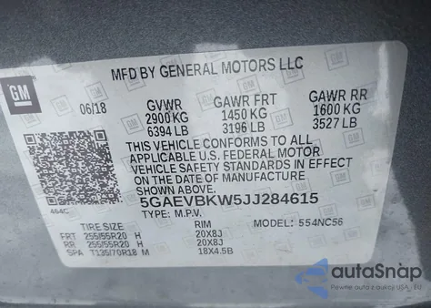 2018 Buick Enclave Premium from USA, damaged, VIN 5GAEVBKW5JJ284615